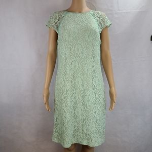New York & Company Stretch  Women's (M) Mint Green Lace Sleeveless Sheath Dress